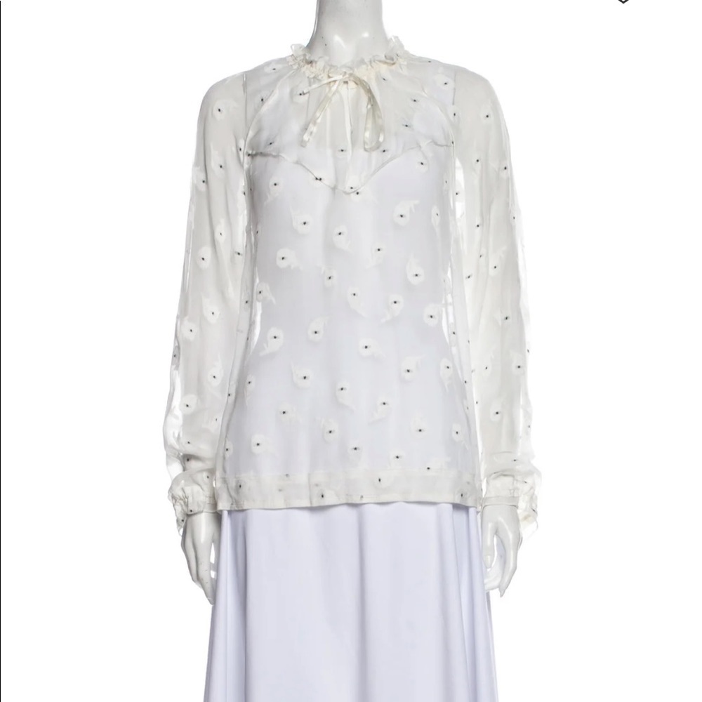 Rag & Bone Floral Print Mock Neck Blouse Medium